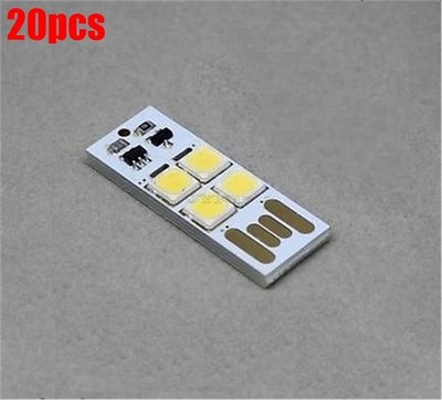 20Pcs Mini Pocket Usb Touch Switch 4Led Night Light Bulb Card Lamp White New sq