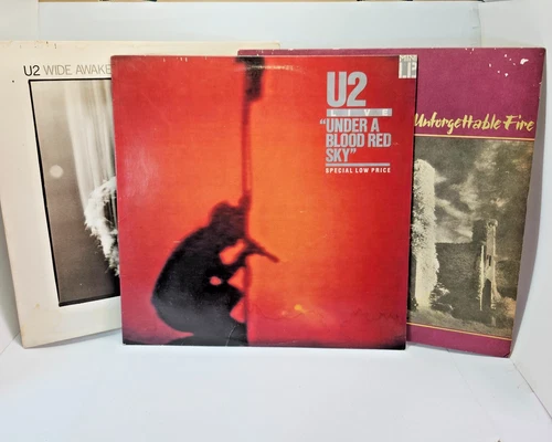 U2 Lot of 3 LPs - Under Blood Red Sky - Unforgettable Fire - Wide Awake America