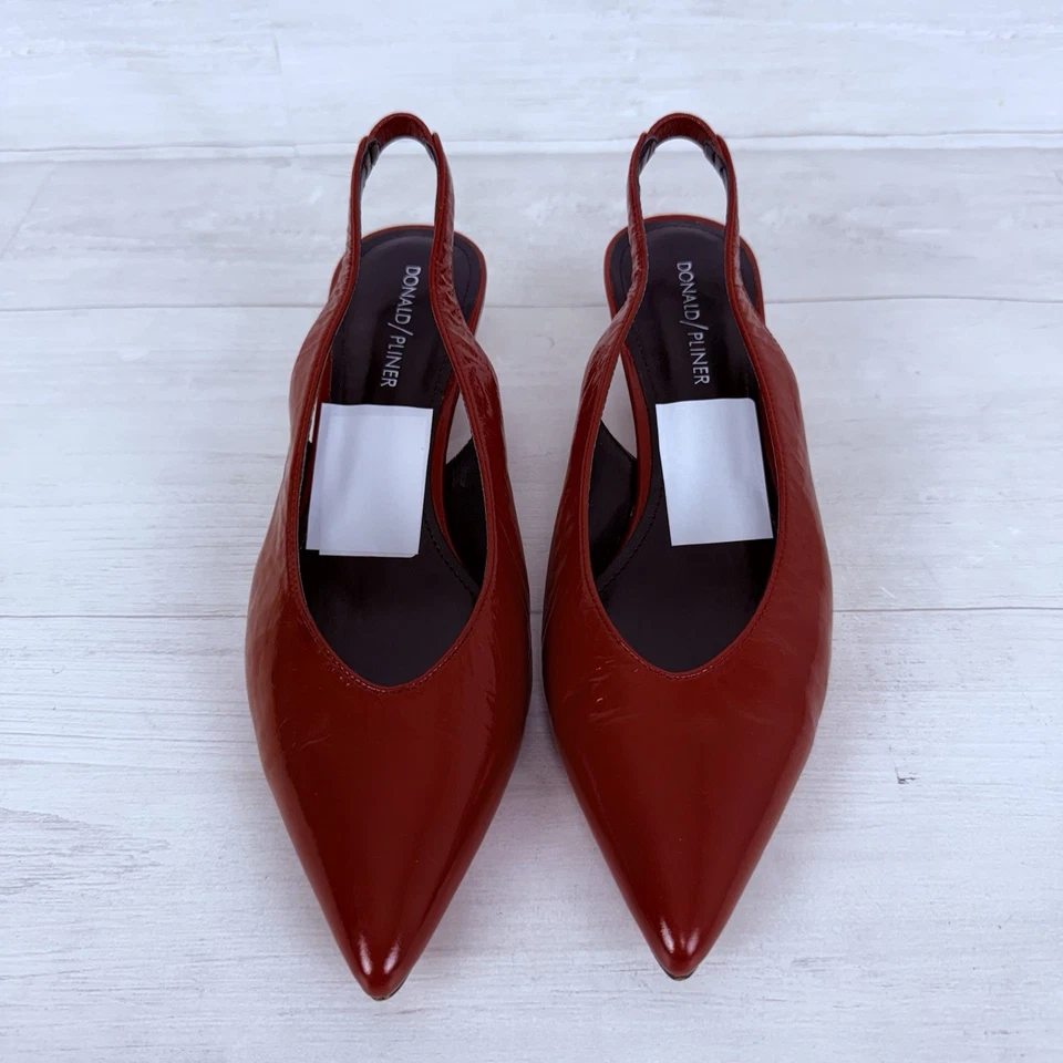 Zapatos de salón Donald Pliner Gemma punta con cordones talla 9 charol rojo Foto 3 de 4