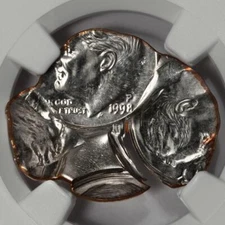 1998 NGC MS65 Struck Four Times All Off Center Dime Mint Error Museum Quality