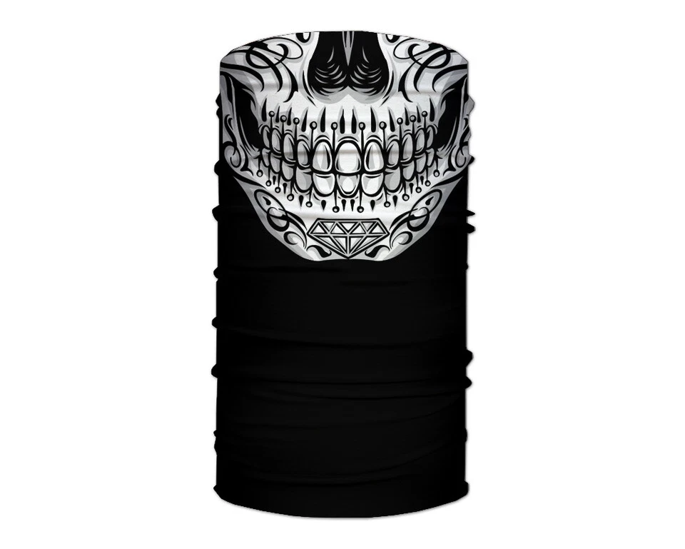 Washable Fabric Face Cover Neck Gaiter White Skull Head Design IV EU Made - Image 2 of 4