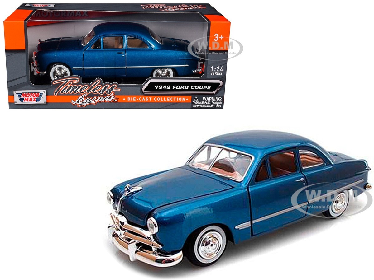 1949 FORD COUPE BLUE METALLIC 1/24 DIECAST MODEL CAR BY MOTORMAX