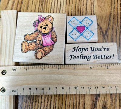 DARCIES PSX 4 RUBBER STAMPS TEDDY BEAR sailor love raining TEDDY words saying