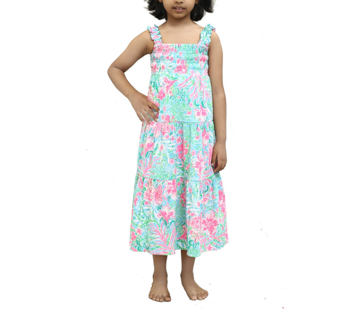 Lilly Pulitzer Girls Mini Hadly Maxi Dress Smocked Printed S 4-5 Years 278655