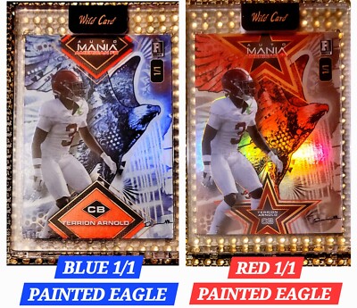 2-CARD SET #d 1/1 ''STAR'' AUTO MANIA Terrion Arnold RC RED & BLUE EAGLE Lions 
