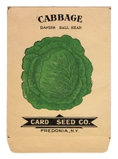 c.1920 Card Seed Danish Ballhead Cabbage Empty Packet Color Graphics Fredonia NY