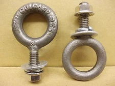 Eye Bolts 3/8" 1-1/4" Shaft, Nuts & Washers included, Lot of 2, free shipping
