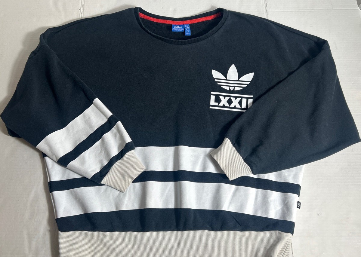 Adidas Sweater Womens Oversized Medium Black White LXXII Berlin