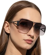 Women's Aviator Sunglasses Black Brown Gradient USA Seller