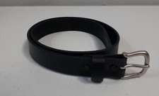 NEW Carhartt Boys Black Full Grain Leather Belt Pewter Tone Buckle Sz L 24"-30"
