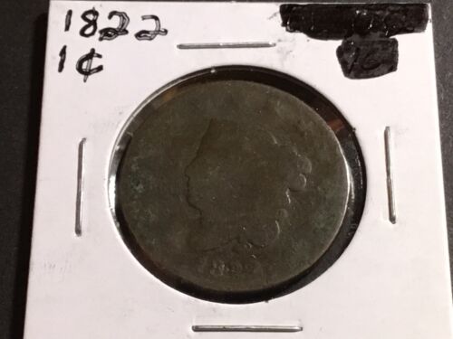 Moneda de cobre de EE. UU. 1822 cabeza de centavo grande-051722-0086 - Imagen 1 de 2
