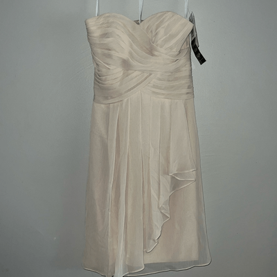 DAVID'S BRIDAL short crinkle chiffon dress with front cascade | eBay