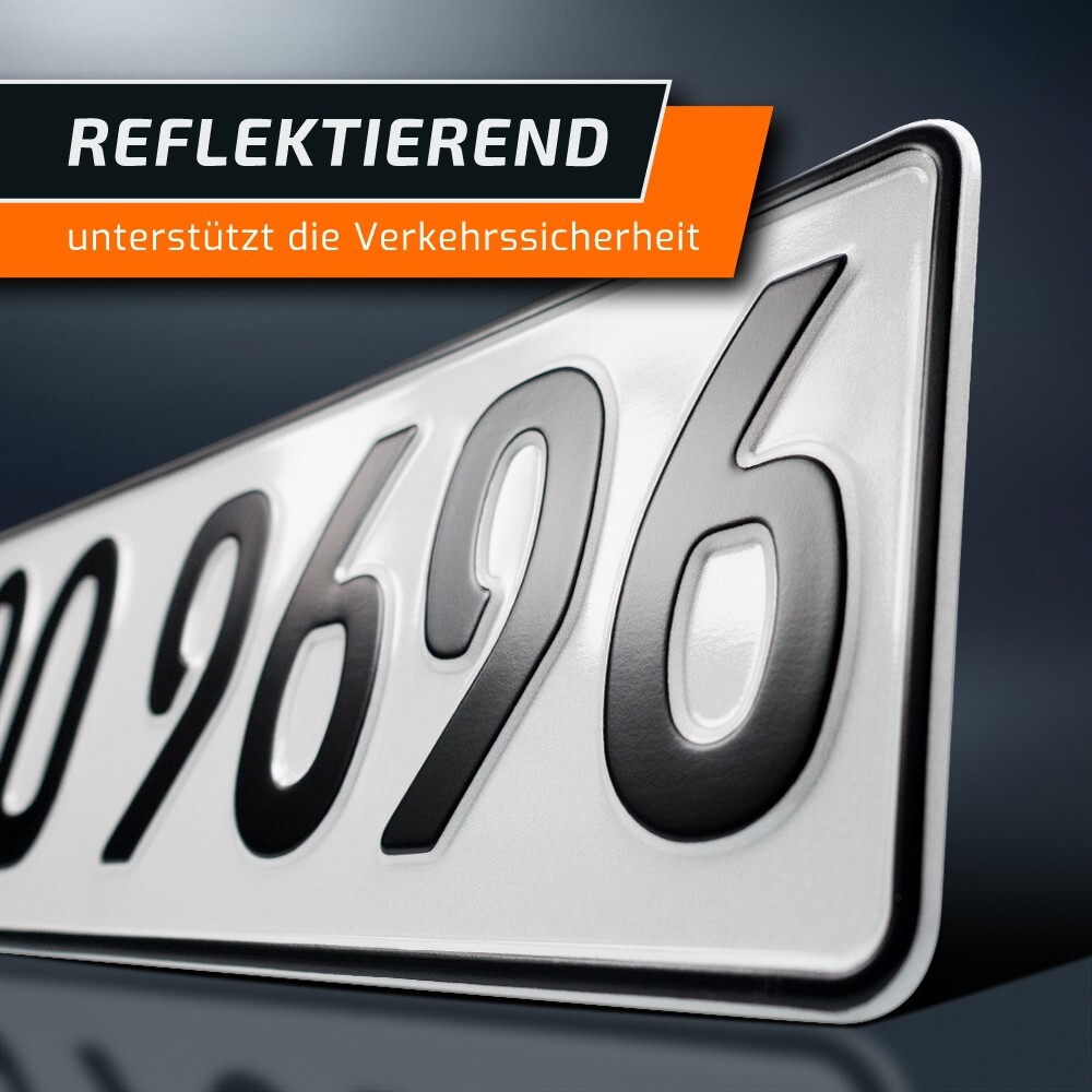 Nummernschild Für Fahrradträger 1 Kfz-Kennzeichen 520x110 Mm – Individueller Wunschtext, Reflektierend, Made In Germany Kennzeichen Wunschtext