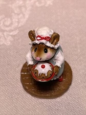 Wee Forest Folk M-250 Pudding Anyone? Green Dress Lt. Blue Apron Retired