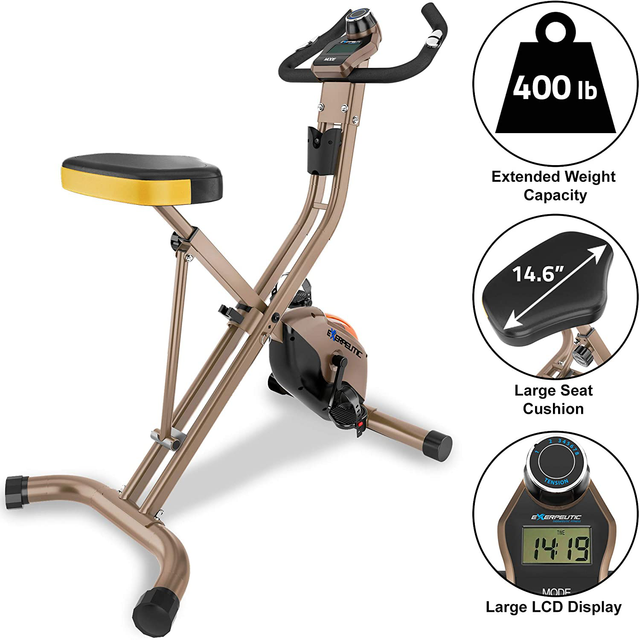 exerpeutic heavy duty foldable exercise bike