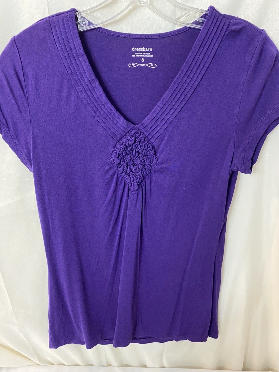 Dressbarn Plum Purple Diamond ruched Center women s short sleeve