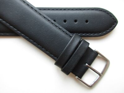 Black matt plain 21 MM leather watch band strap