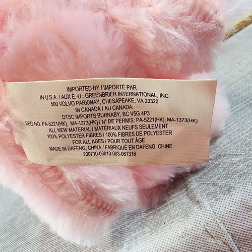Pink Puppy Dog SMALL Valentines Plush Stuffed Animal Toy Ribbon Bow Greenbriar - Picture 5 of 17
