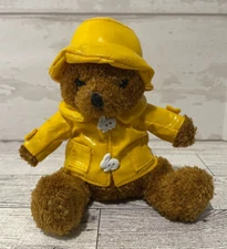 Galerie 7" Plush Teddy Bear w/ Yellow Raincoat & rabbit buttons Stuffed Animal