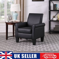 Faux Leather Accent Chair Arm Chairs Comfy Black Living Room Modern Sofa Chair