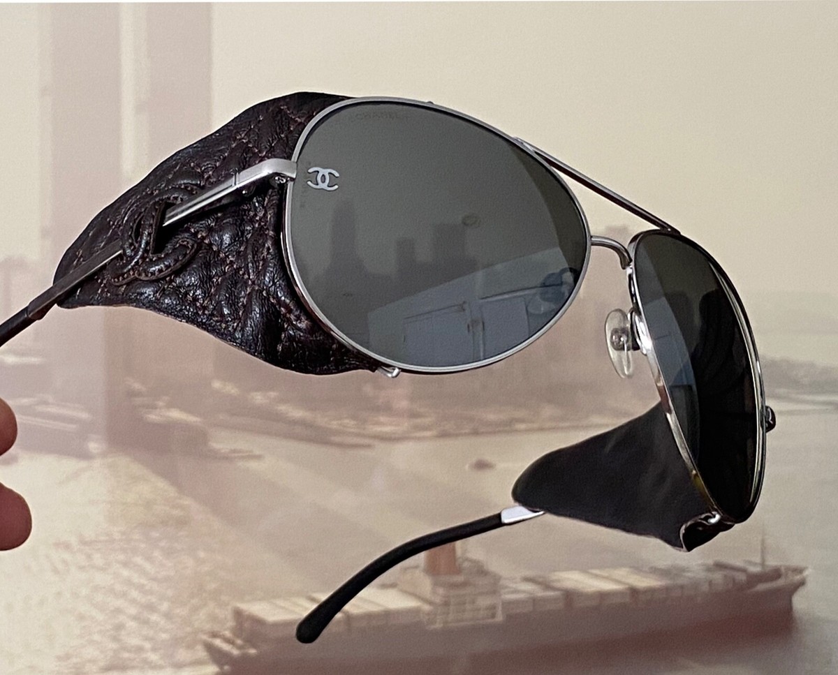 Rare Chanel Silver Metal 4192-Q Aviator Sunglasses Quilted Rare Chanel Silver Metal 4192-Q Aviator Sunglasses Quilted