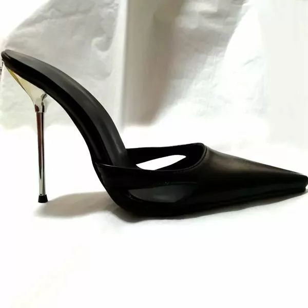Pointed toe high heel mules deals
