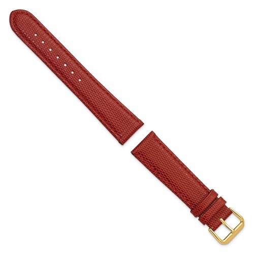 DeBeer 20mm Lizard-Style Grain Red Gold-tone Buckle Watch Band - Picture 2 of 3
