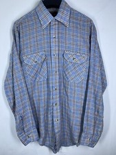 Vintage JCPenney Towncraft Shirt Mens Medium Blue Light Flannel Button Up 80s US