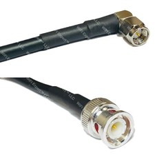 LMR195 Silver SMA MALE ANGLE to BNC MALE Coax RF Cable USA Lot