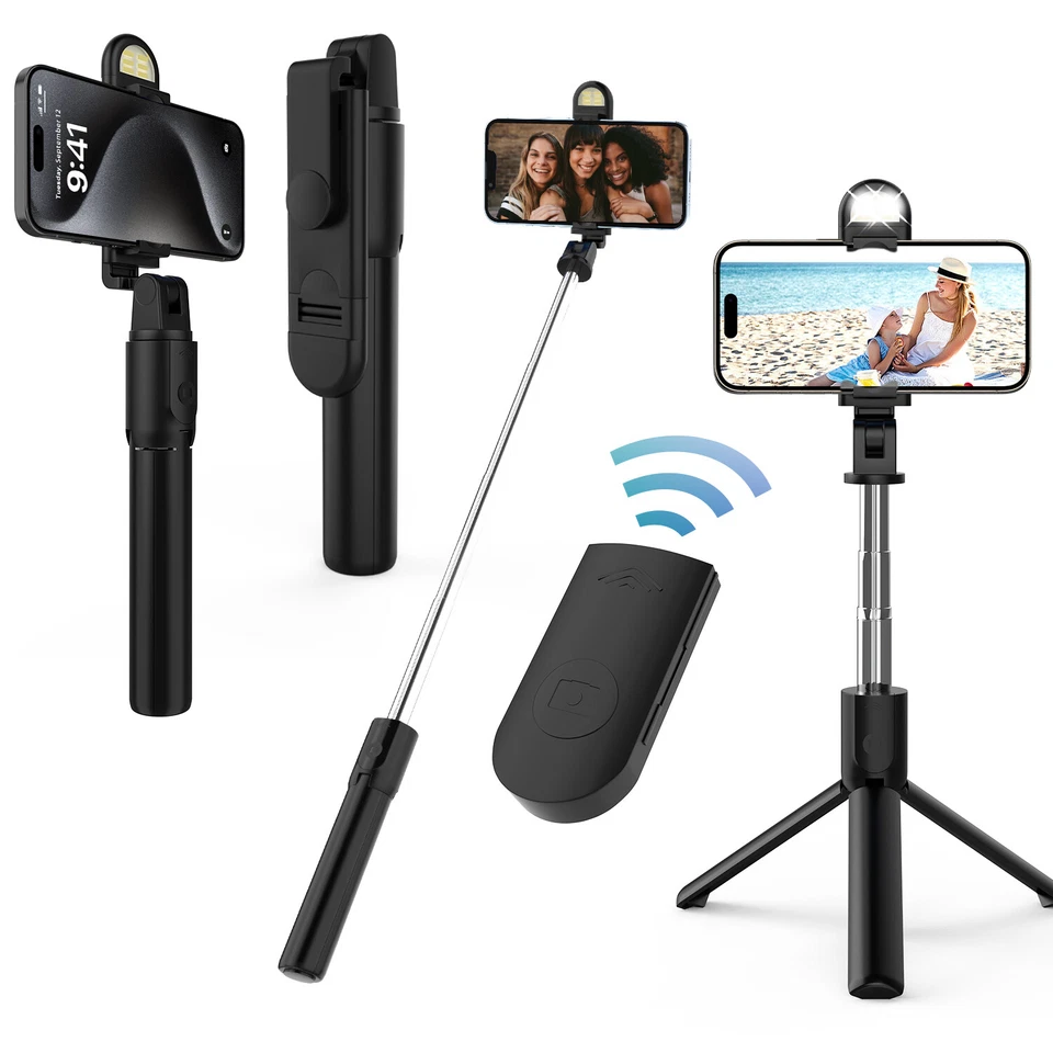 Trípode palo selfie Bluetooth inalámbrico soporte remoto para iPhone 15 Pro Max 14 13 Foto 2 de 4