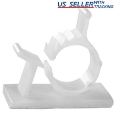 25x Cable Clips Adhesive Cord Management Organizer Wire Holders 0.5" Clamp White