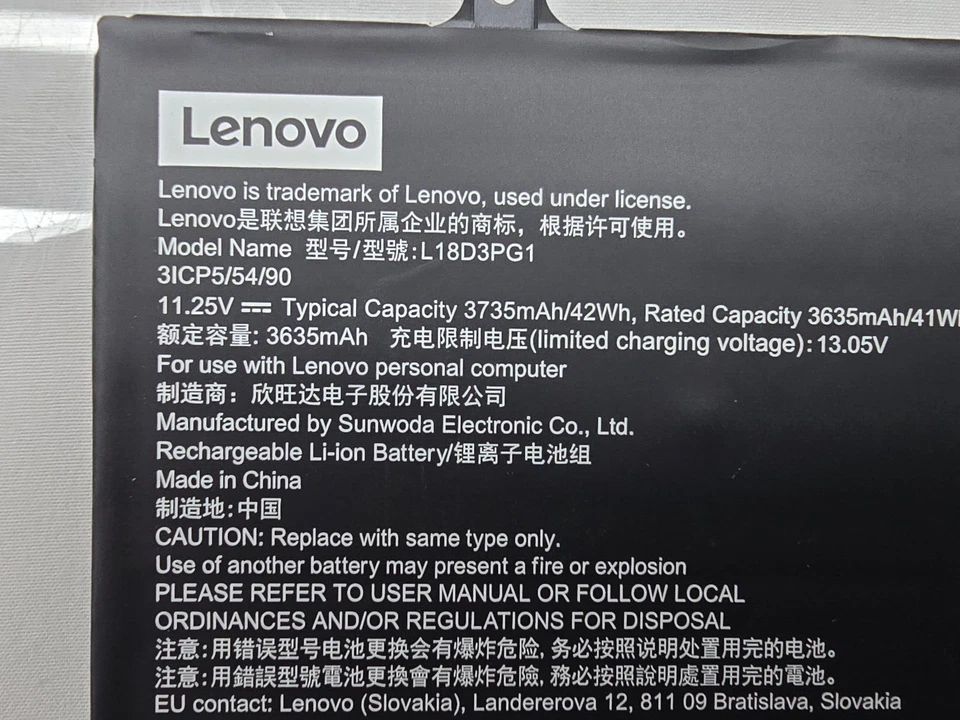 x2 Batería Original L17M3PB0 L17L3PB0 L18D3PG1 4 Lenovo 100e 100e-81ER 300e 500e Foto 2 de 3
