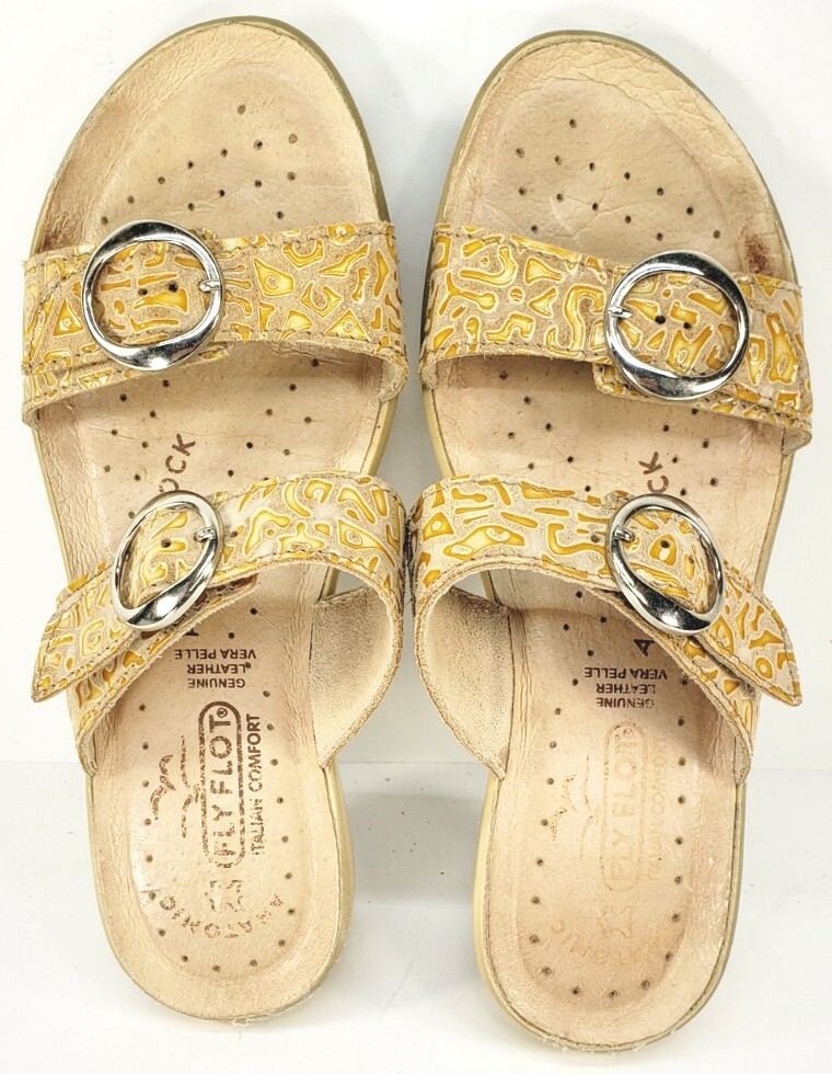 Fly Flot Slide Sandals Double Buckle Giraffe Print Le… - Gem