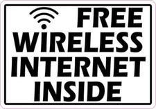 5in x 3.5in Free Wireless Internet Inside Sticker Vinyl Business Door Sign Decal