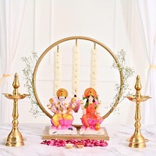 "Small Circular Backdrop Stand Frame for Varalaxmi Pooja Ganesh Chaturthi Laxmi