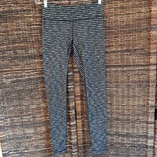 Zella Leggings Women's Small Black Grey Stretch Striped Athleisure Workout Yoga 