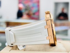 Audemars Piguet Royal Oak 15400OR 41mm Rose Gold WHITE Dial Rubber B Strap Watch 10