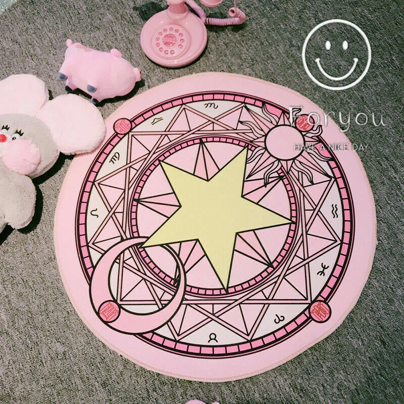 Round Rug Chair Floor Mat Magic Circle Carpet Plush Doormat Antislip Decor - Image 4 of 4