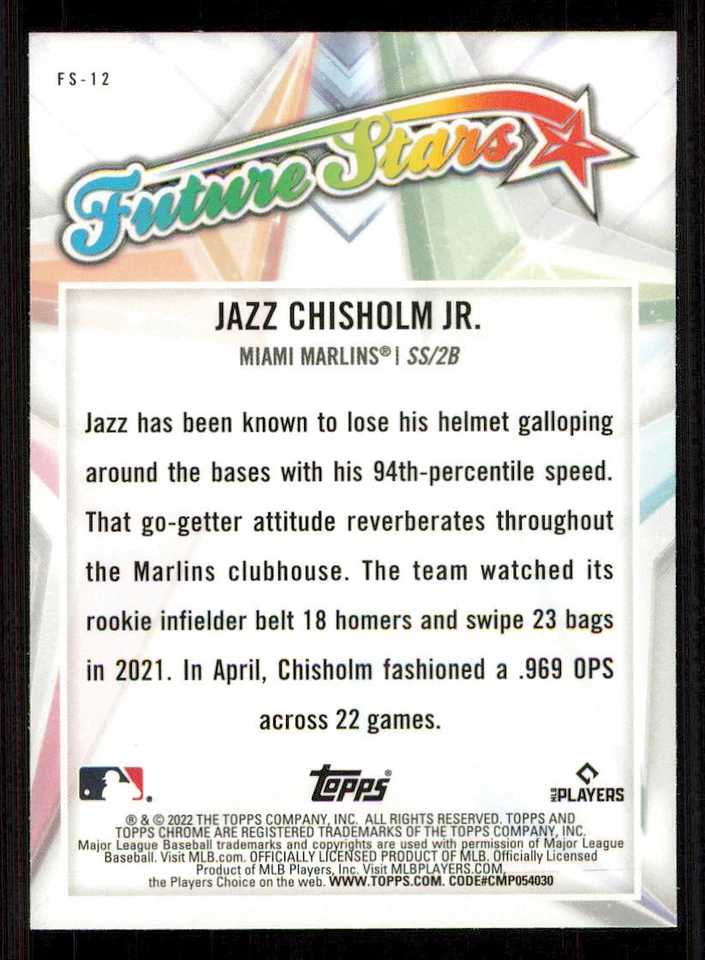 2022 Topps Chrome Future Stars #FS12 Jazz Chisholm Jr. - Image 2 of 2