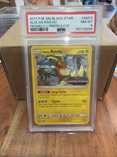 Alolan Raichu - SM72 - Pre-Release Promo POKEMON SUN & MOON PROMOS NM-MT PSA 8