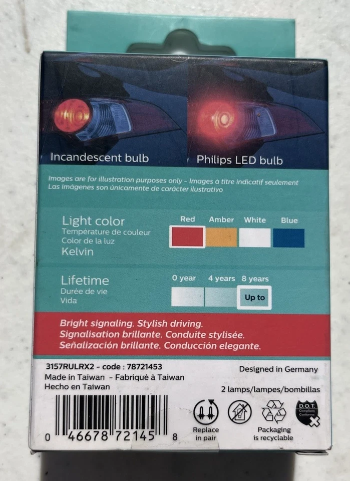 Philips Ultinon LED Light 3157 Red Two Bulbs Rear Turn Signal Lamp Park Upgrade - Image 2 of 2
