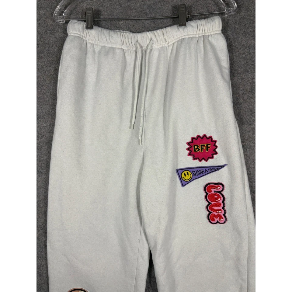 Pantalones deportivos blancos Vinyl Icon XL con parches divertidos BFF Love Los Angeles Rodeo Foto 2 de 4