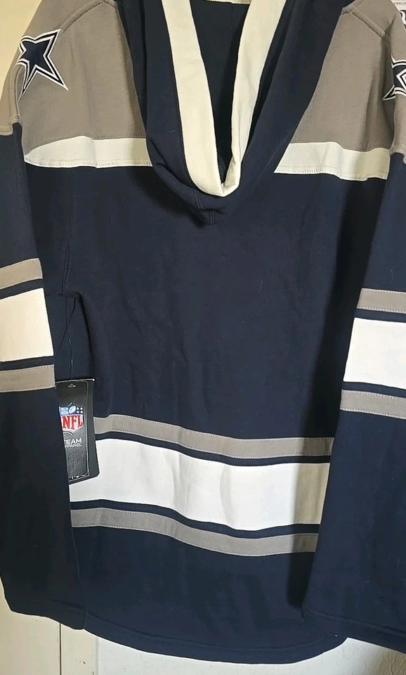 NUEVO CON ETIQUETAS Para mujeres Dallas Cowboys Superior '47 Lacer Capucha Otoño Azul Marino Talla Pequeña Foto 2 de 3