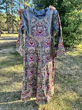 Pakistani Gray Long Maxi Style Embroidered Sequins Chiffon Dress, L