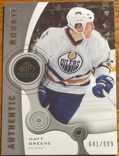 2005-06 SP Game Used Rookie RC Matt Greene #210 Edmonton Oilers #’d 641/999