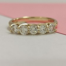 1 Cts Natural Diamond Wedding Ring in 14k Yellow Gold 5 Genuine Stone ring V989