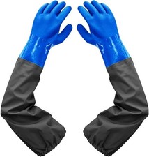 Haiou Long Rubber Gloves Elbow Length Chemical Resistant Gloves with Cotton Lini
