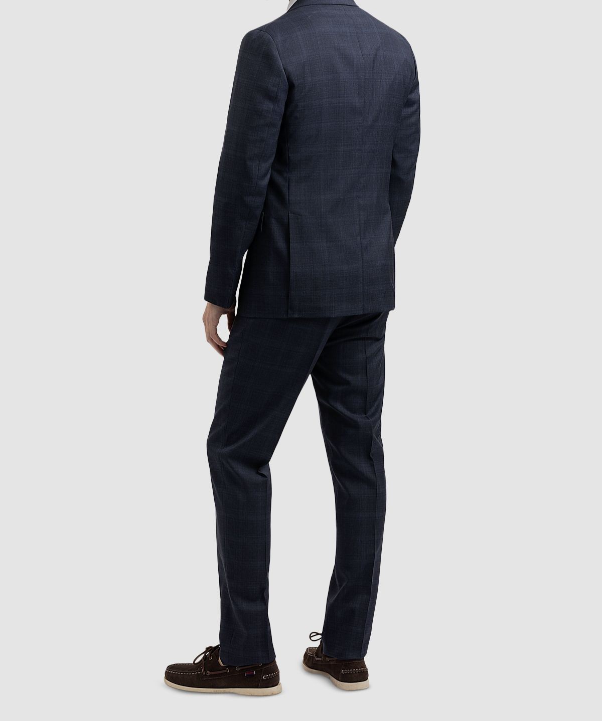 Boglioli Men's Blue Wool Tonal Plaid Slim-Fit 2-PC Jacket Pants Suit Size 56R image 2