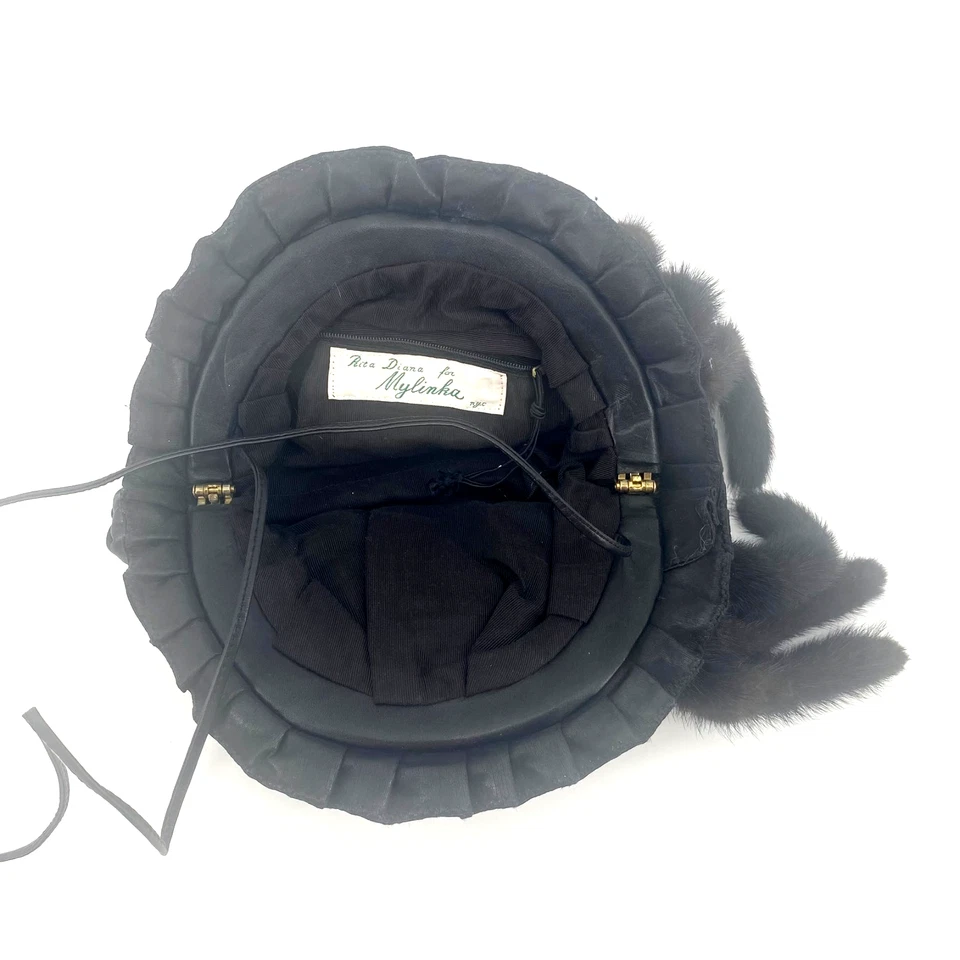 Vintage 80s Rita Diana Mylinka Black Leather w/Fur Accent Clamshell Crossbody - Image 3 of 4