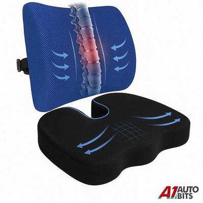 Memory Foam Sitzkissen & Lendenwirbelstützkissen Set Ischias Rückenschmerzlinderung
